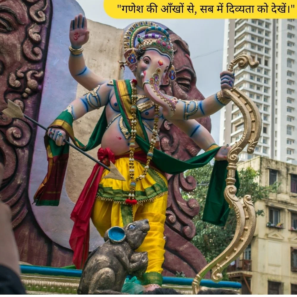 Mushak and Ganesh ji big stachu is displayed and many thinks wearing the Ganesh ji  