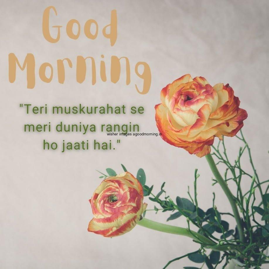 orange flowers with green leaf, good morning quote, unique motivational quote