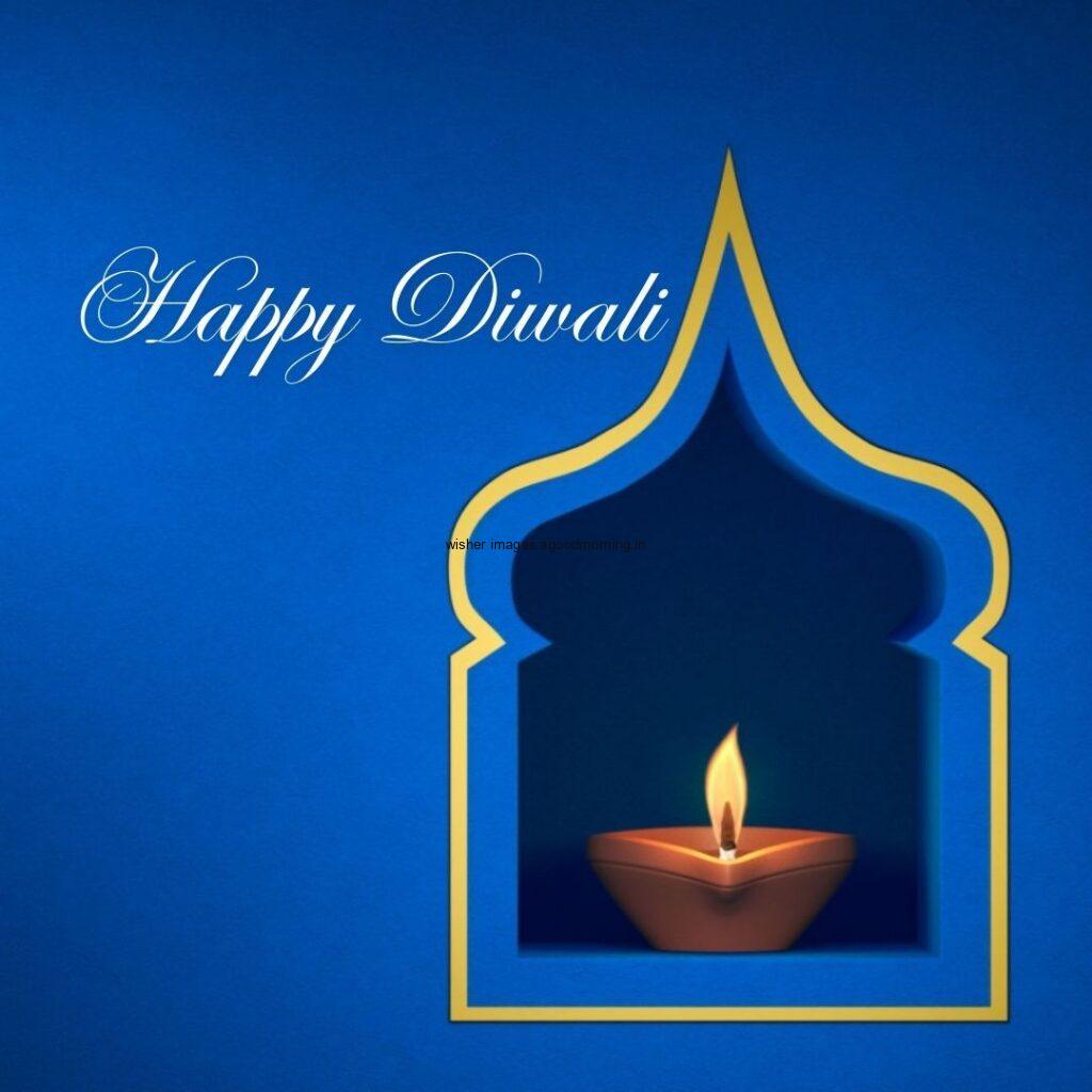 Beautiful blue background with diya in the windows happy diwali images