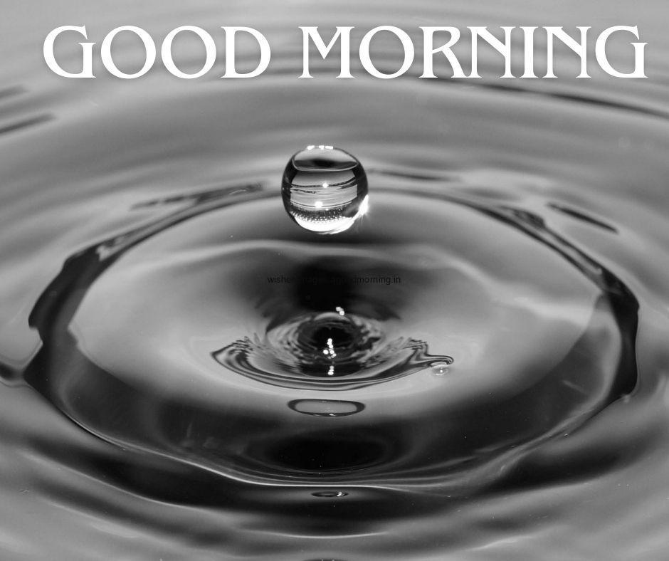 Big water drop is jump and good morning images text is placed