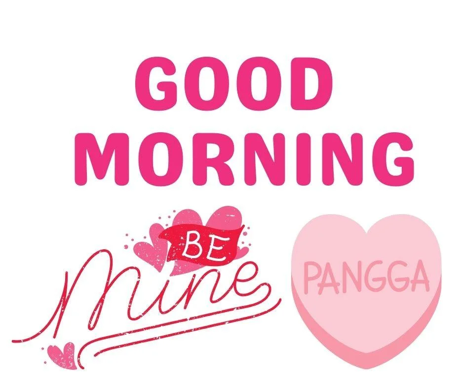 Blue with red background with good morning love quote is placed, be mine to creates beautiful icon