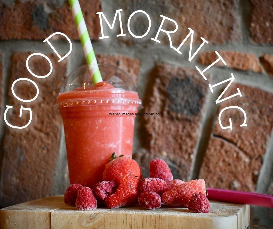 Bricks-background-red-juices-glasses-good-morning-images-white-text HD Good Morning Images with juices Free