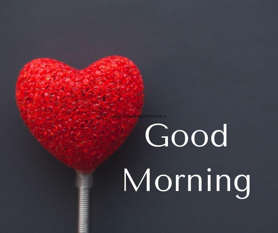 Dark grey background with red heart good morning love image