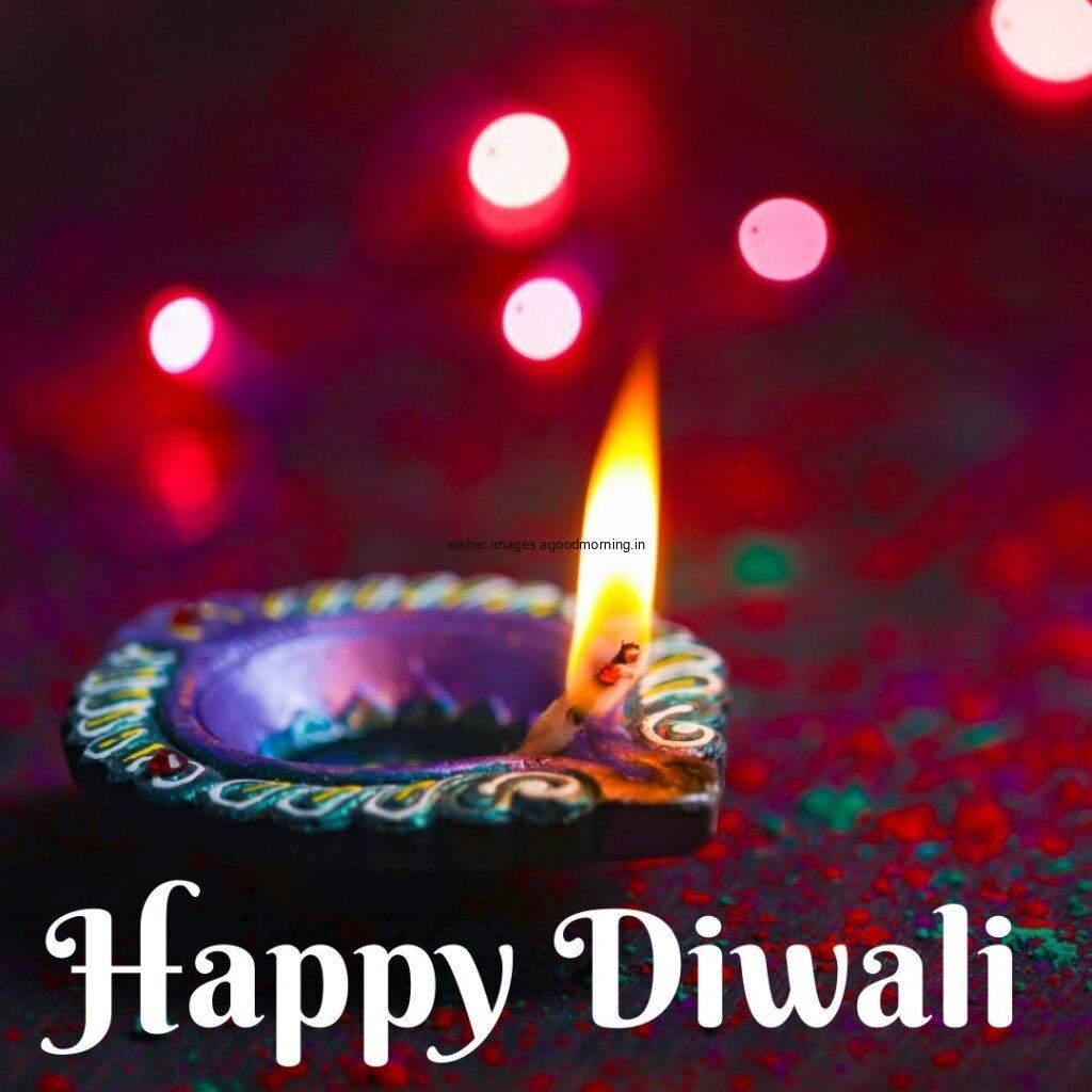 Diya lights with red background with happy diwali images