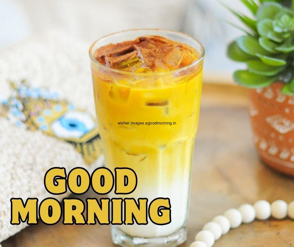 Good-Morning-food-images-ice-cream-mango-jucie-brown-and-grey-background-with-good-morning-Food-image HD Good Morning Food Images Free download