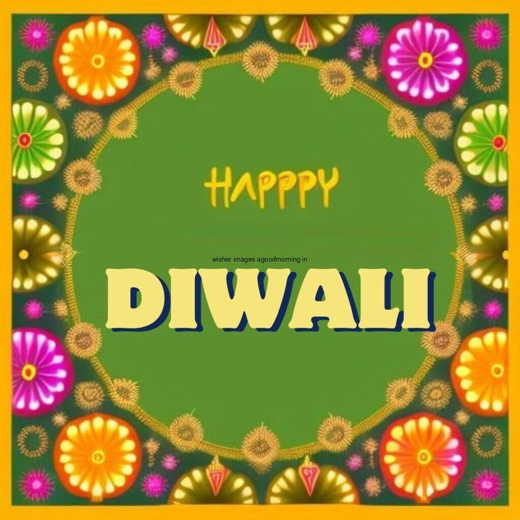 Green background with many flowers happy diwali images with dark green background