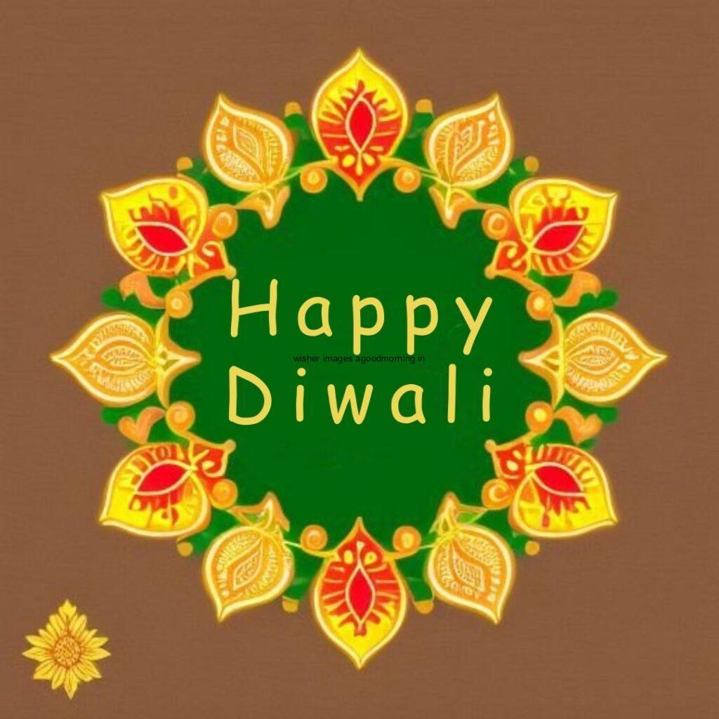 Happy diwali images brown background rangloi in the middle with green background with diya happy diwali image