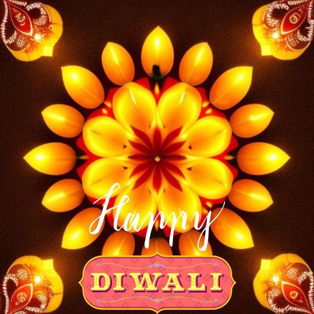 Happy diwali images light diya brown background circle create with flowers and beautiful border happy diwali image