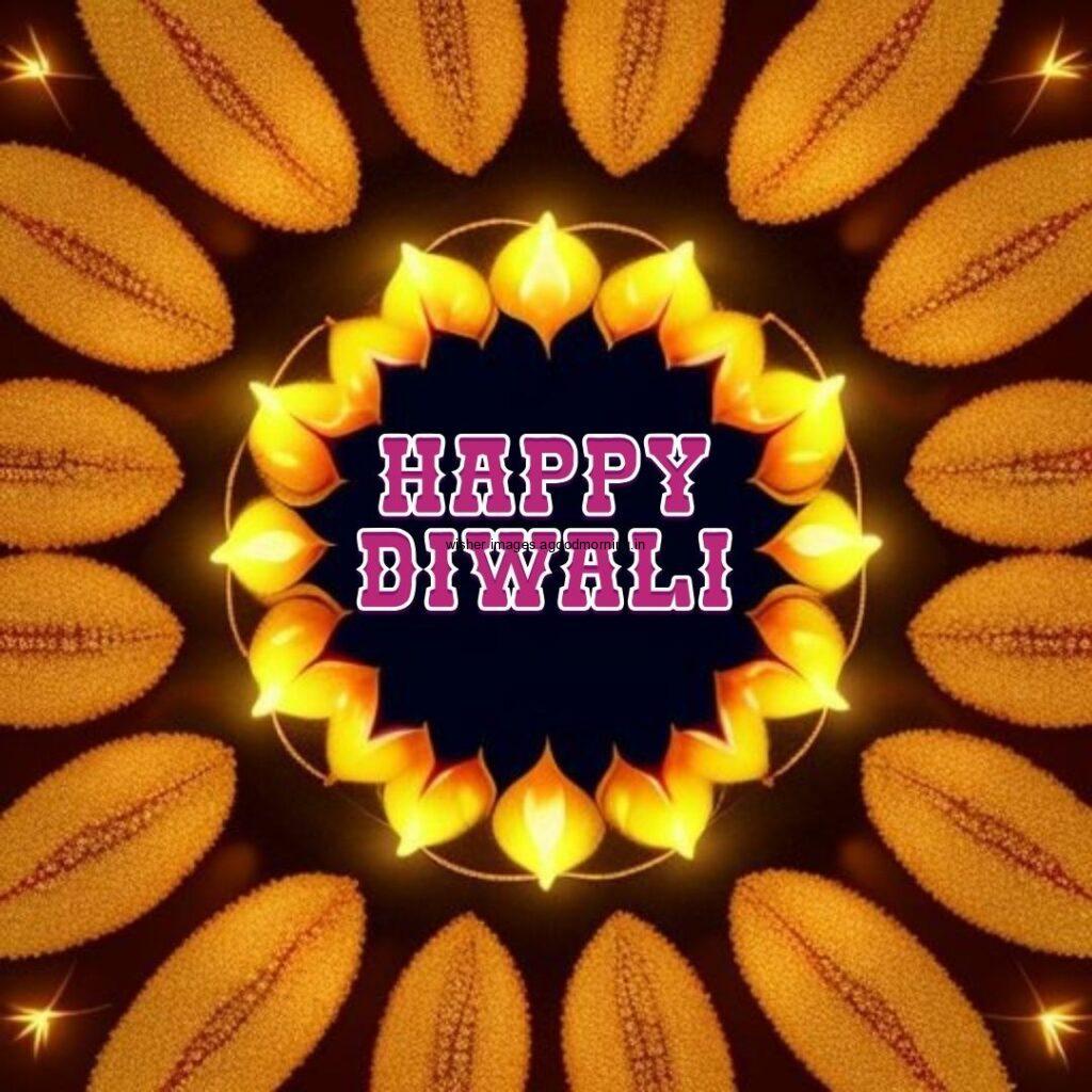 Happy diwali images with brown background circle create with flowers and beautiful border happy diwali image