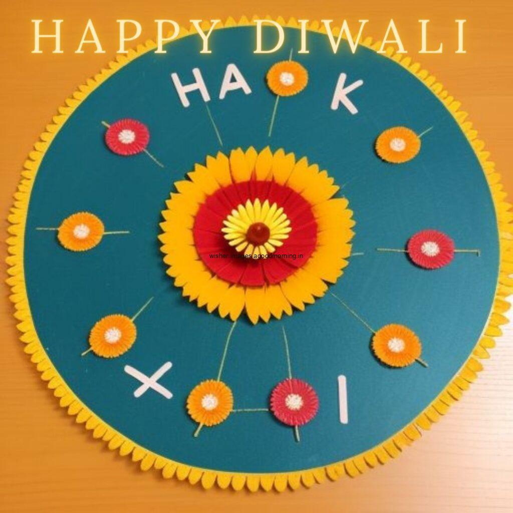 Happy diwali images with dark brown background rangloi circle create with flowers and beautiful border happy diwali image