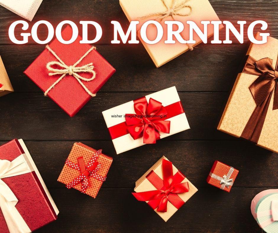 Many boxes are placed on the background with good morning image