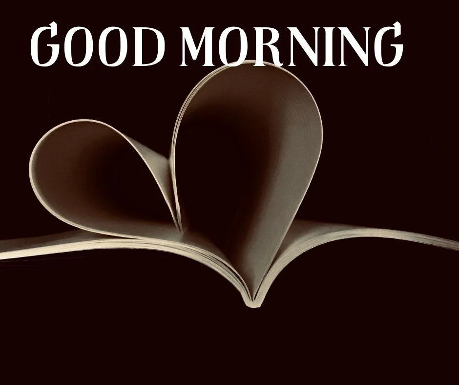 Page create the hreat shape with background good morning white text placed