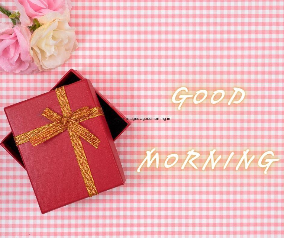 Pink-colour-background-with-breautiful-red-colour-gift-box-with-golden-ribbon-good-morning-images-box 69+ Good Morning Images With Gift Boxes