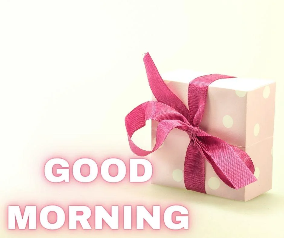 Pink colour background with breautiful sky white colour gift with pink ribbon box good morning images box