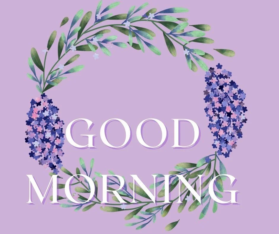 70+ Good Morning Flower Images 55 Purple background blue flowers with Green leaf good morning flower image good morning text with white