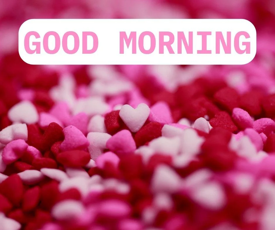 Red with white hreat placed in background with good morning love quote is placed,