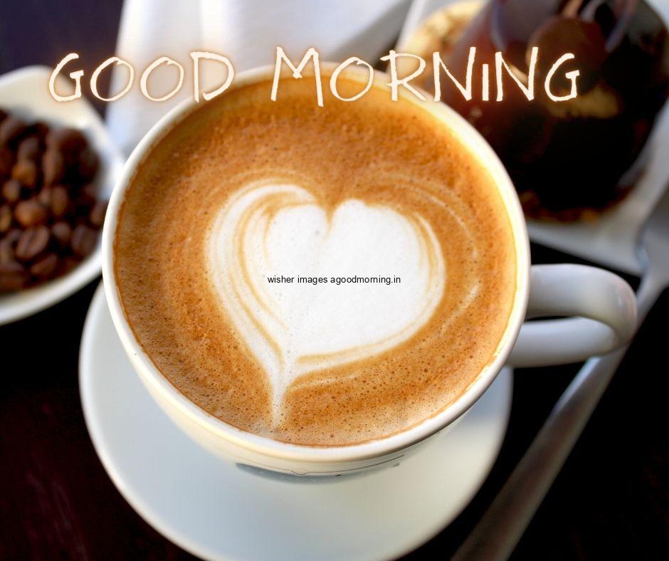 WHite-Heart-in-brown-coffee-white-cup-plate-with-good-morning-image HD 60+ Good Morning Images For download