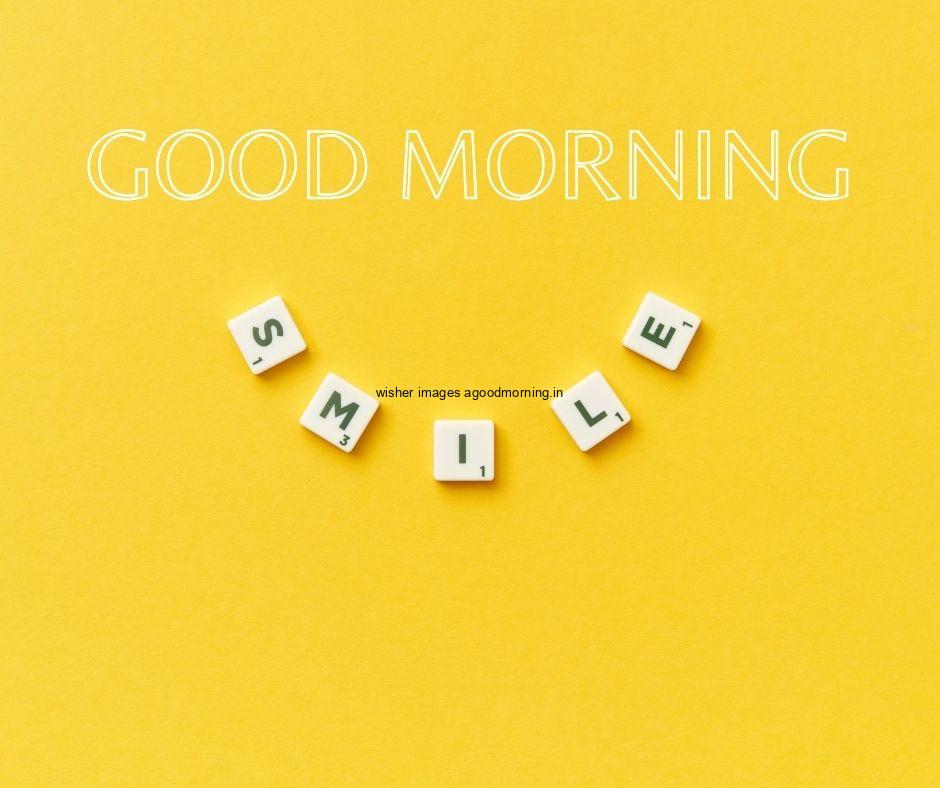 Yellow colour background with smile words with good morning images