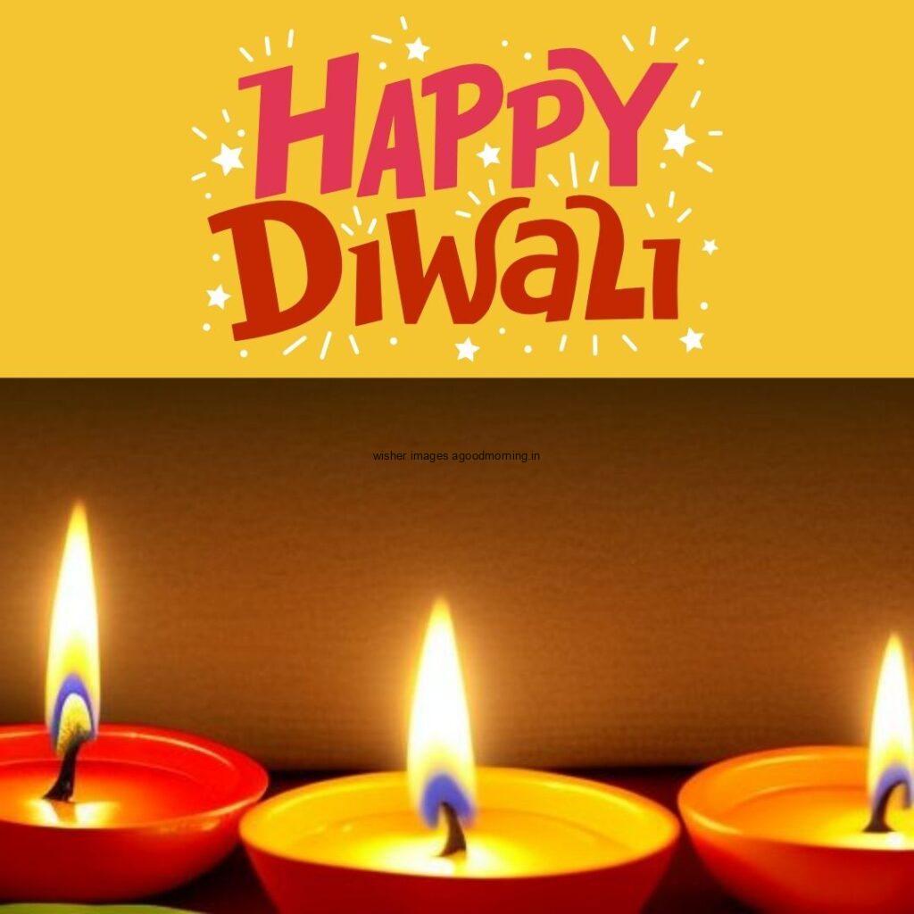 Yellow red orange diya happy diwali images with yellow image