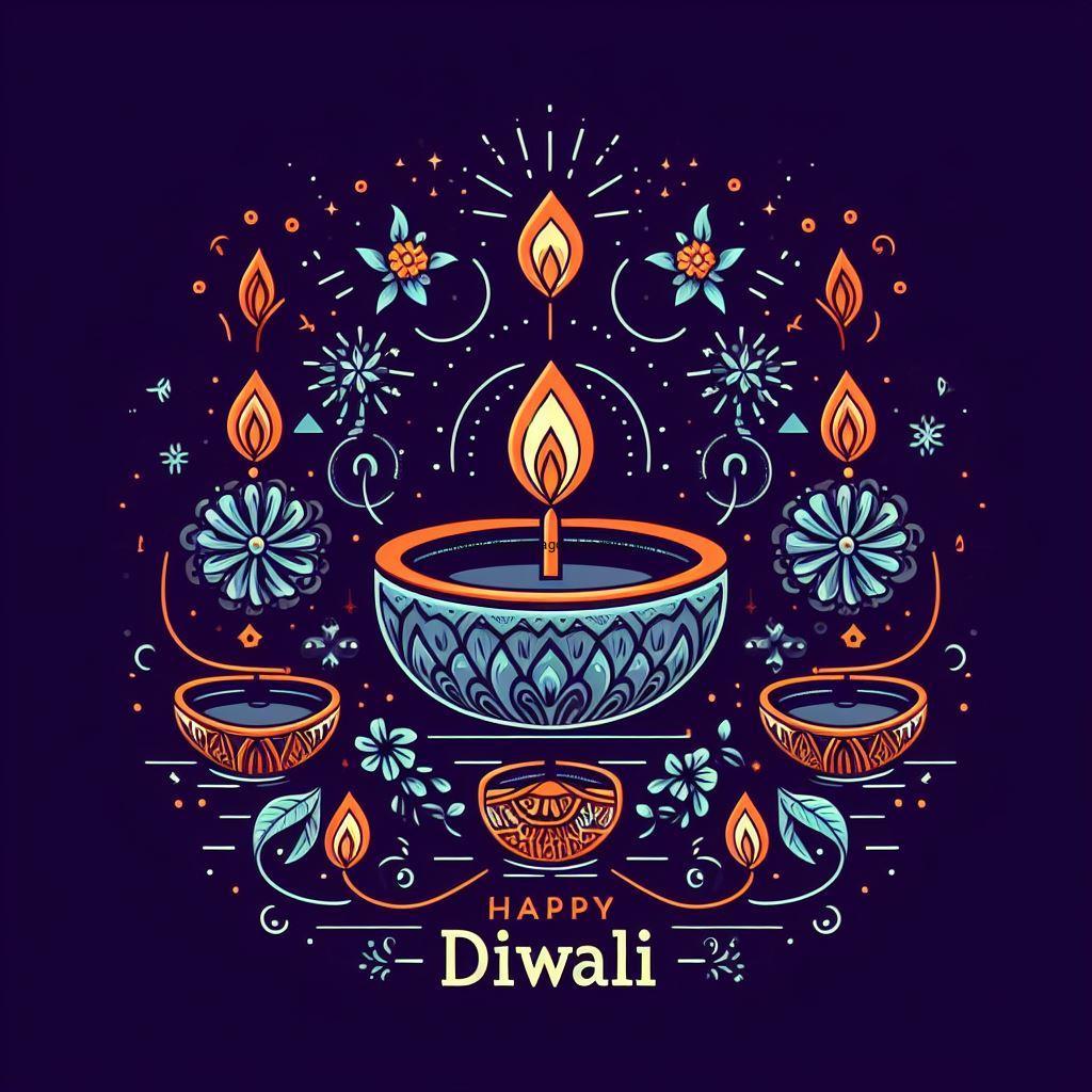 big diya with amazing style side by side placed with blue background happy diwali images