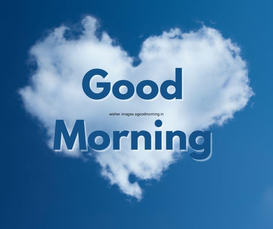 Blue sky with white heart good morning images