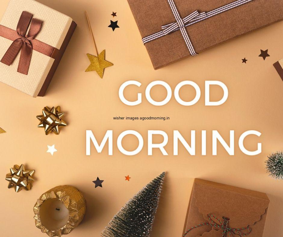 Brown colour background with breautiful light brown with dark brown colour gift boxes good morning images box