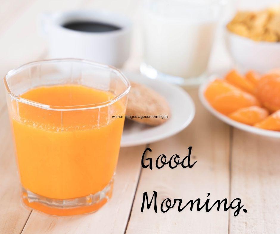 cap-plates-with-orange-juices-background-juice-glass-black-text-good-morning-image HD Good Morning Images with juices Free