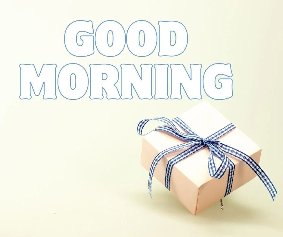 cream colour background with breautiful cream colour gift box good morning images box