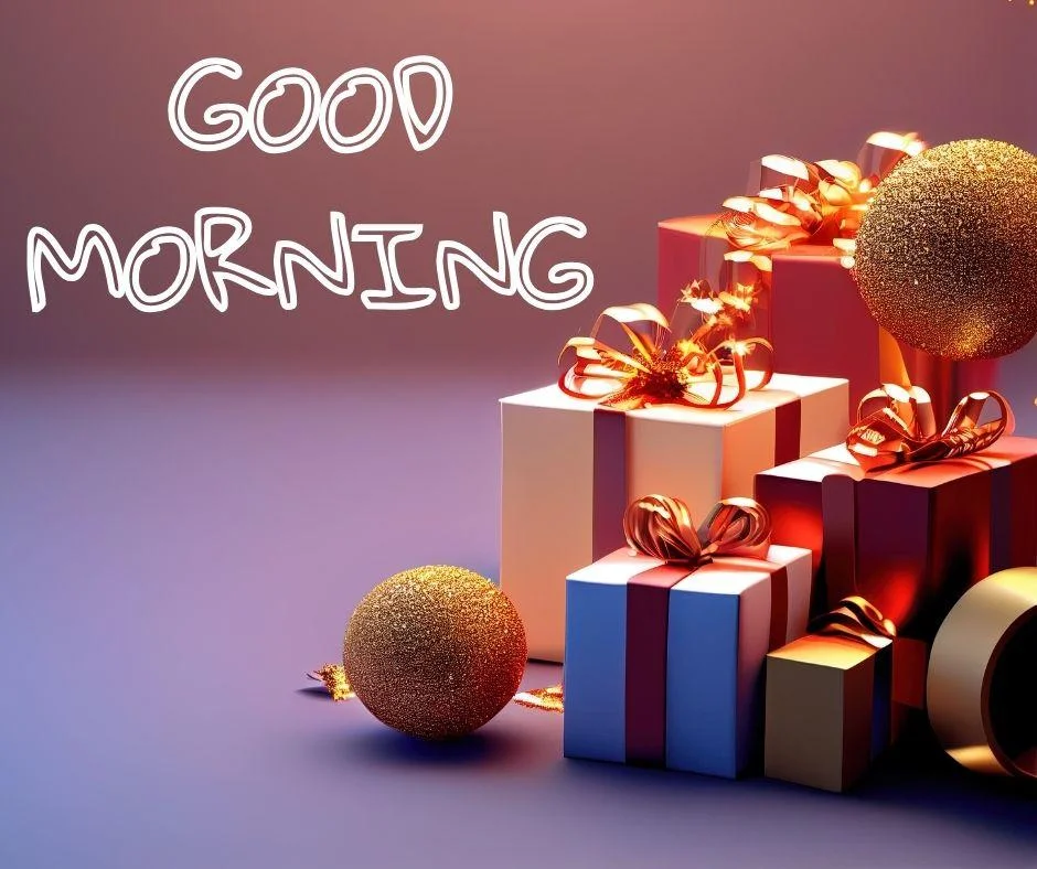 Dark blue and red colour background with breautiful many colourful gift boxes, with golden ribbon good morning images box