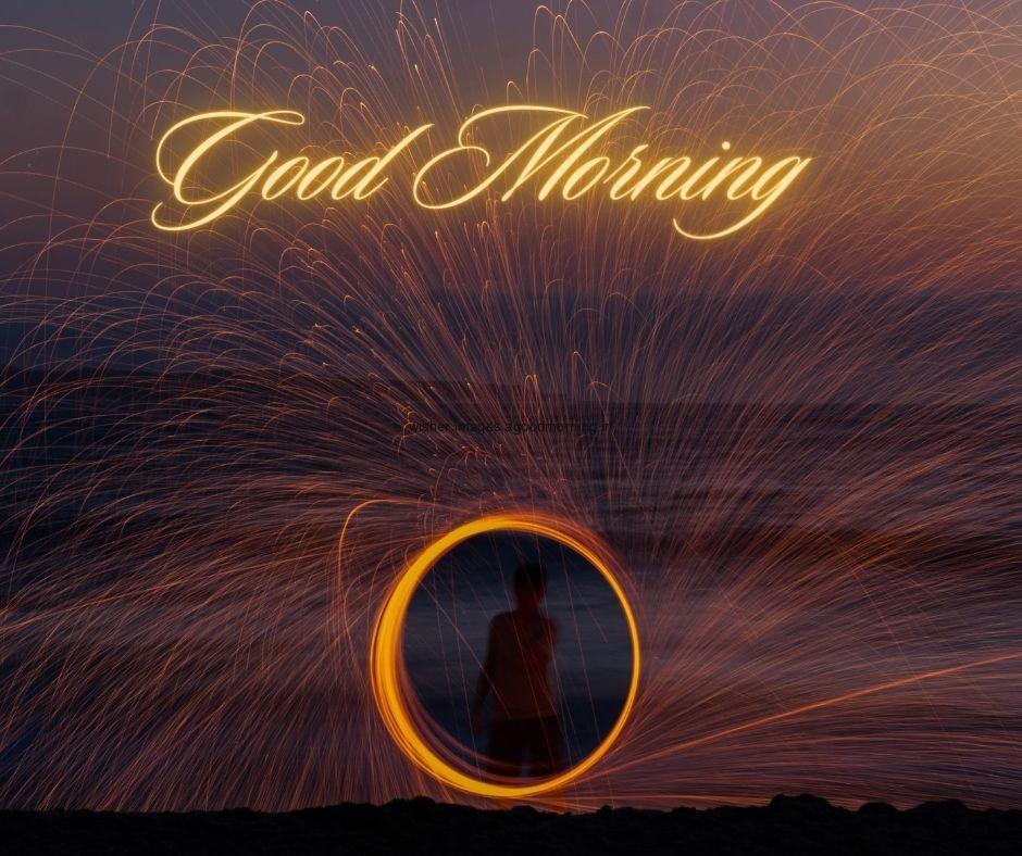 gay create the yellow ring with fire sea also placed good morning image with white text