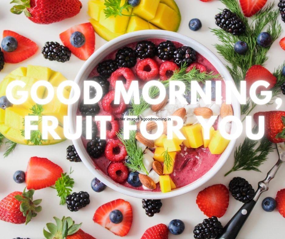 Good morning food pictures with bowl of cereal calories with fruits