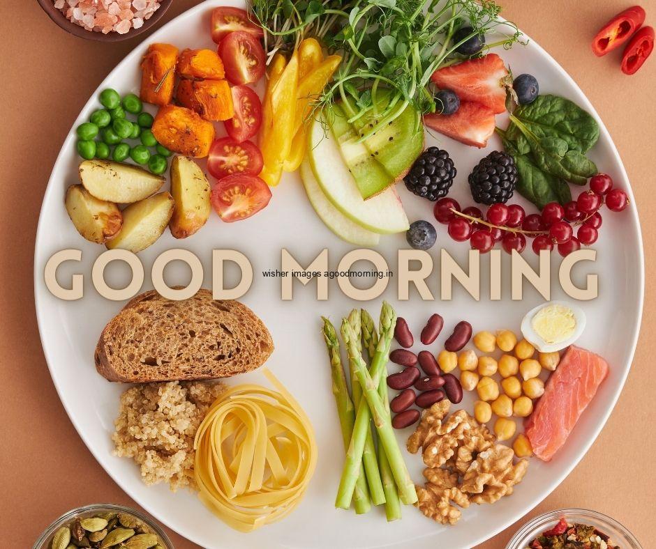 Good morning food pictures with white plates fruits