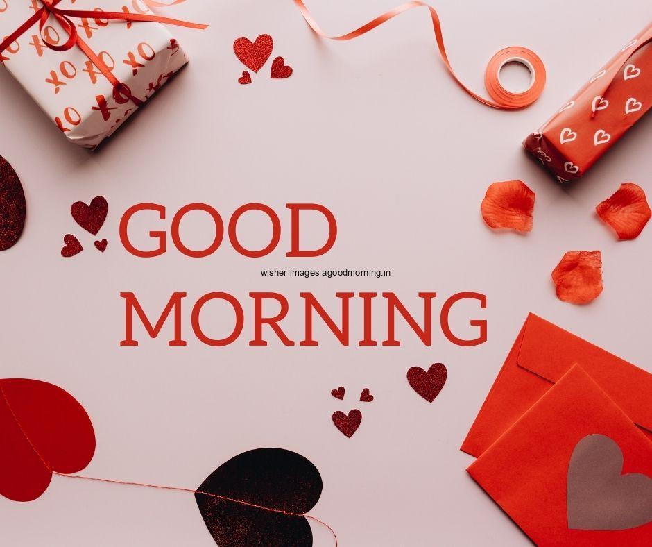 good-morning-quote-is-placed-with-many-gift-box-pink-background-with-ribbon-many-heart-is-placed 50+ Good Morning Love HD Images Download & share