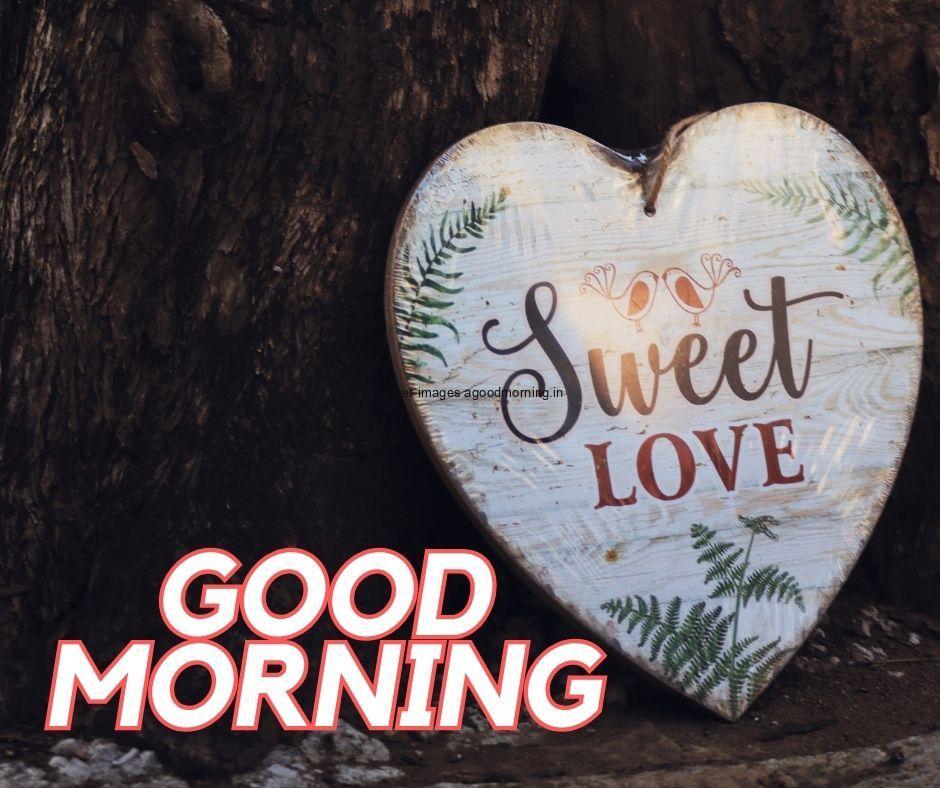 Good morning quote with sweet love in heart beautiful black background