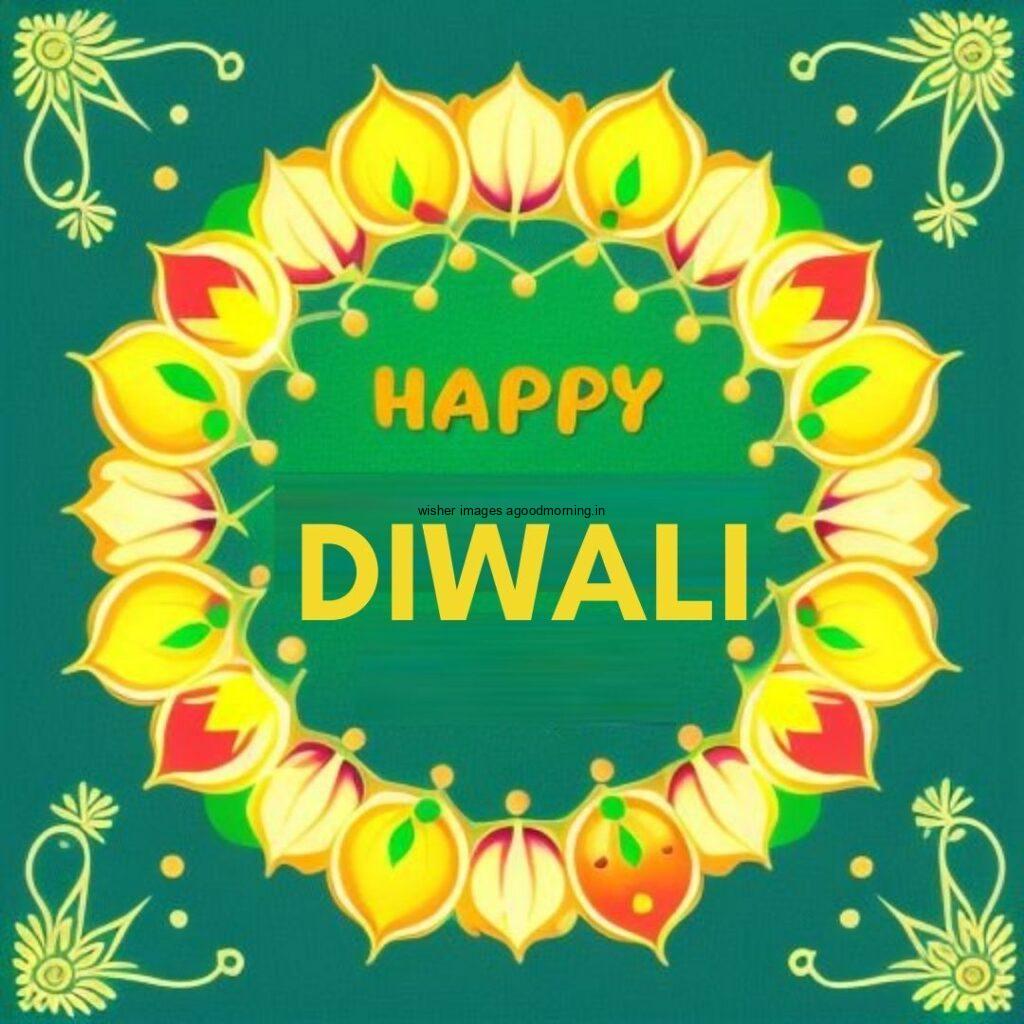 green background with rangloie in the middle happy diwali image with yellow diya makes circle happy diwali image