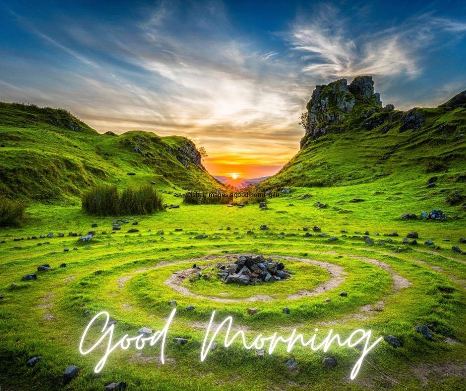 green-land-with-sky-good-morning-images-with-white-text Free 35 HD Good Morning Images with circle