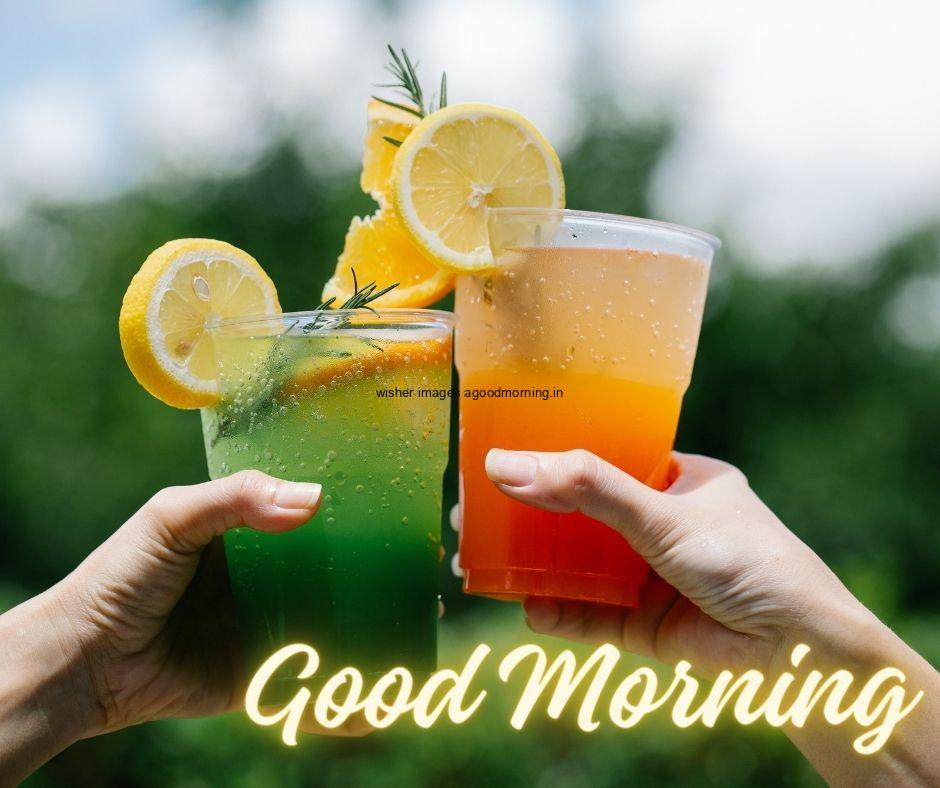 grey-background-two-glasses-juice-orange-and-green-yellow-good-morning-text-good-morning-image HD Good Morning Images with juices Free