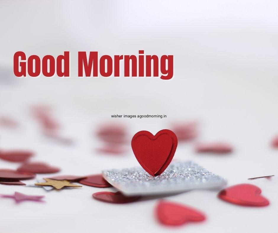 Grey background with red hearts good morning image red heart love