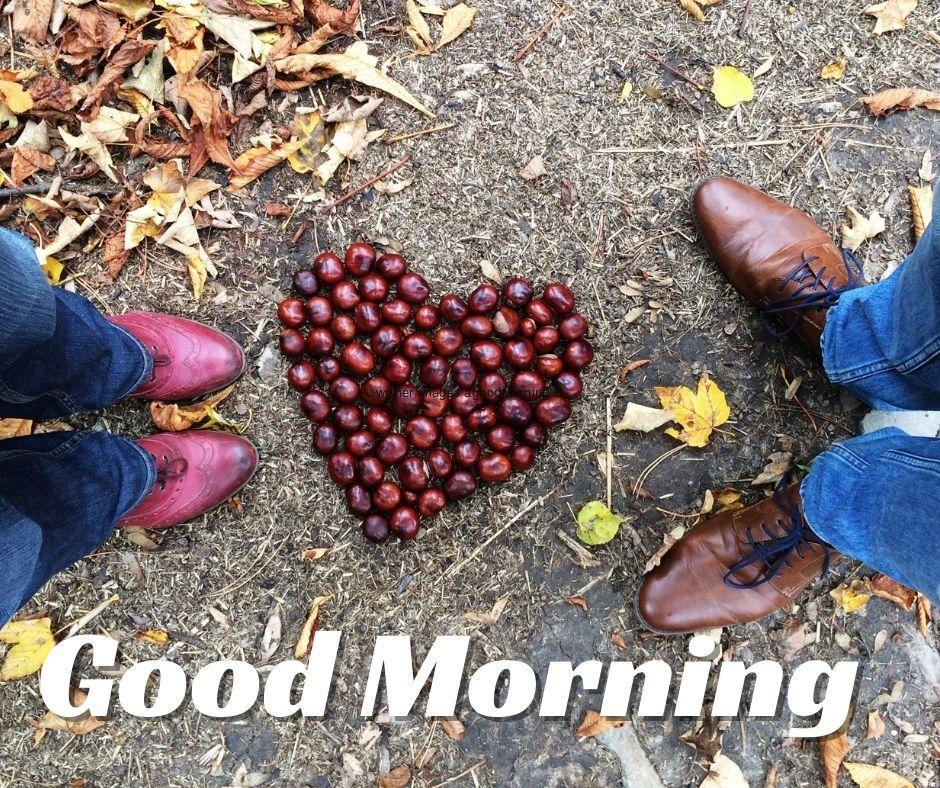 heart is created in middle and left or right side couple is stand background good morning love images free download