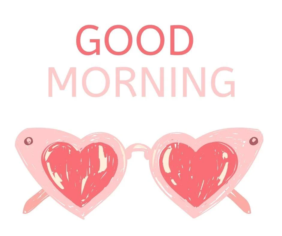 heart shape glass with good morning quote background colour white