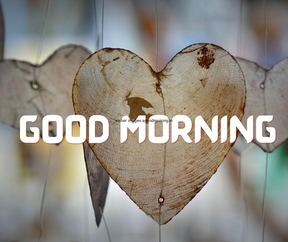 Hearts with aqua colour background white and grey colour good morning quote is placed