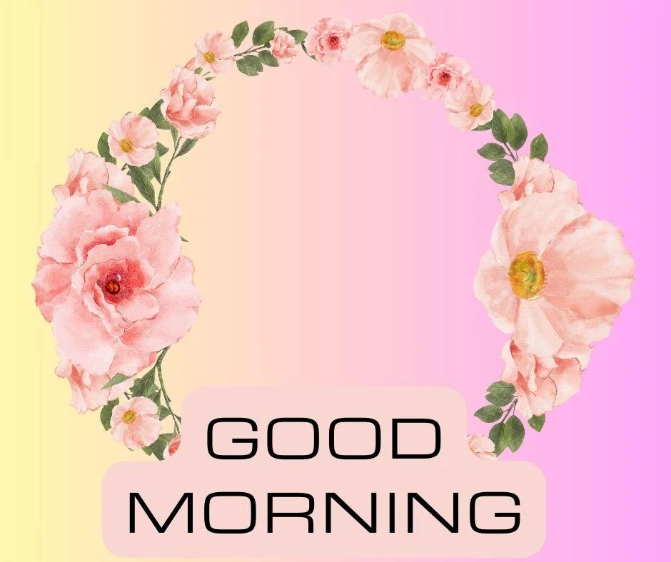70+ Good Morning Flower Images 32 Light Pink with yellow background pink flowers with leaf good morning flower image good morning text with black