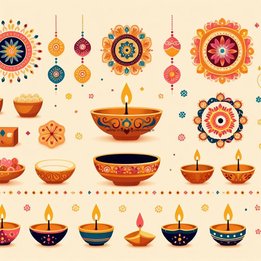 light brown background with many diya style art combin together for celetebrate the diwali Happy diwali image