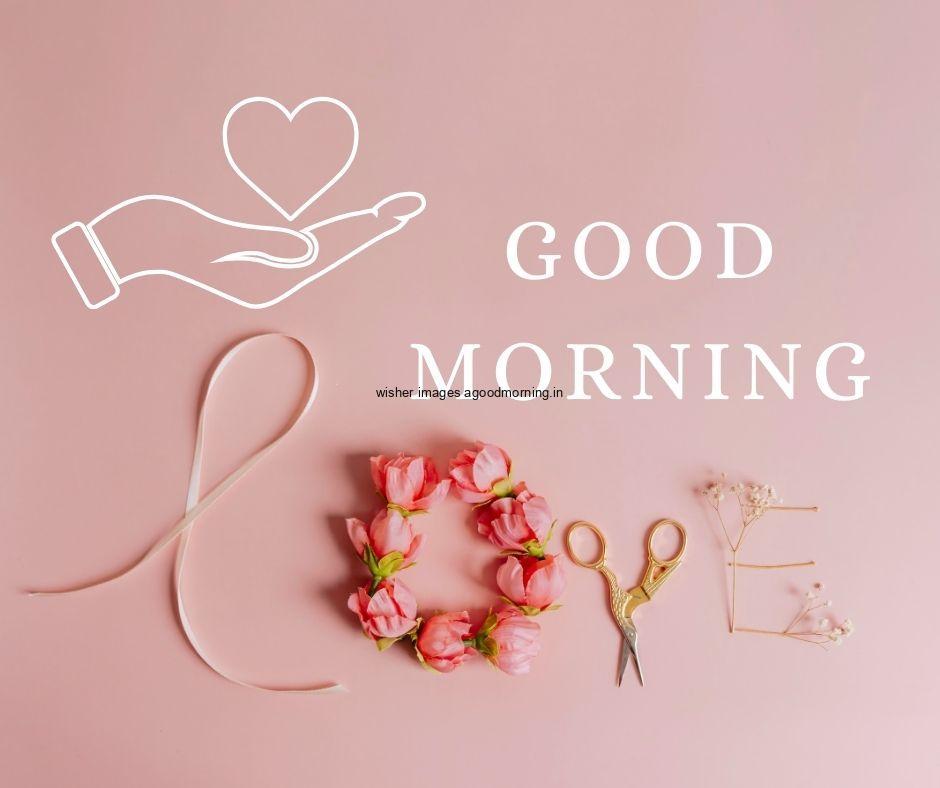 light pink background, good morning quote is placed text colour is white