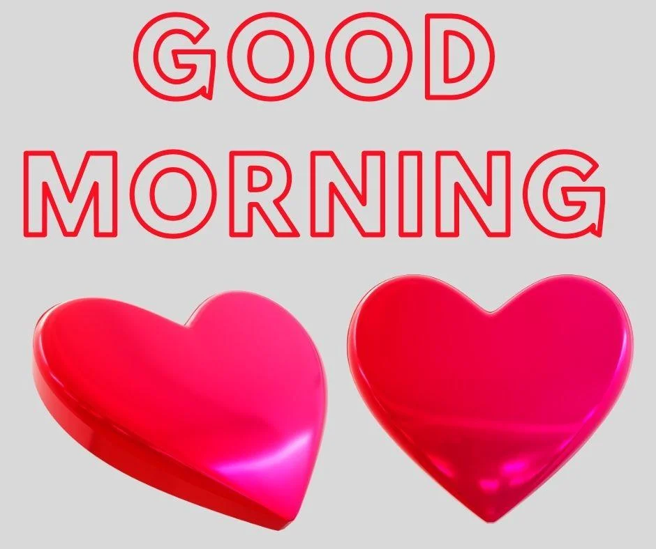 light pink background with white text good morning love image 2 beautiful heart placed on the photo