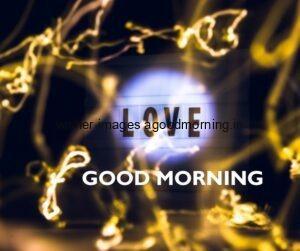 love text with blue circle with black background good morning images