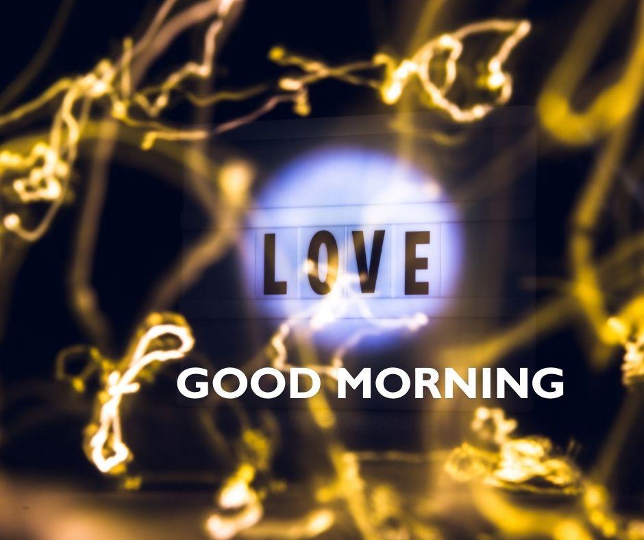 love text with blue circle with black background good morning images