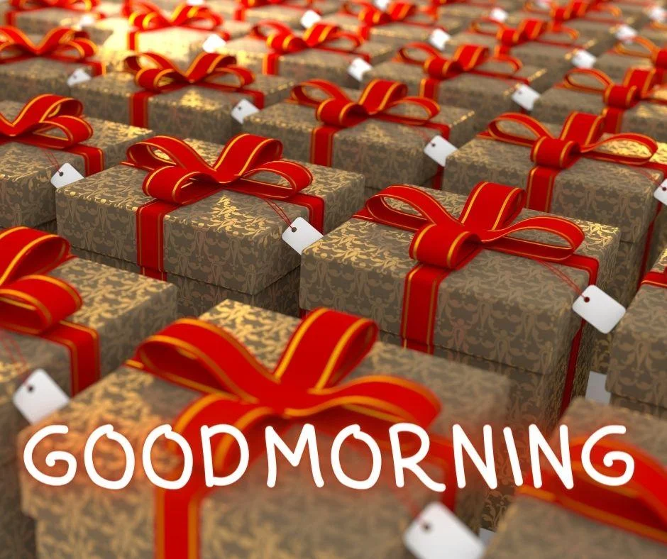 Many colour gift boxes with red ribbon box good morning images box