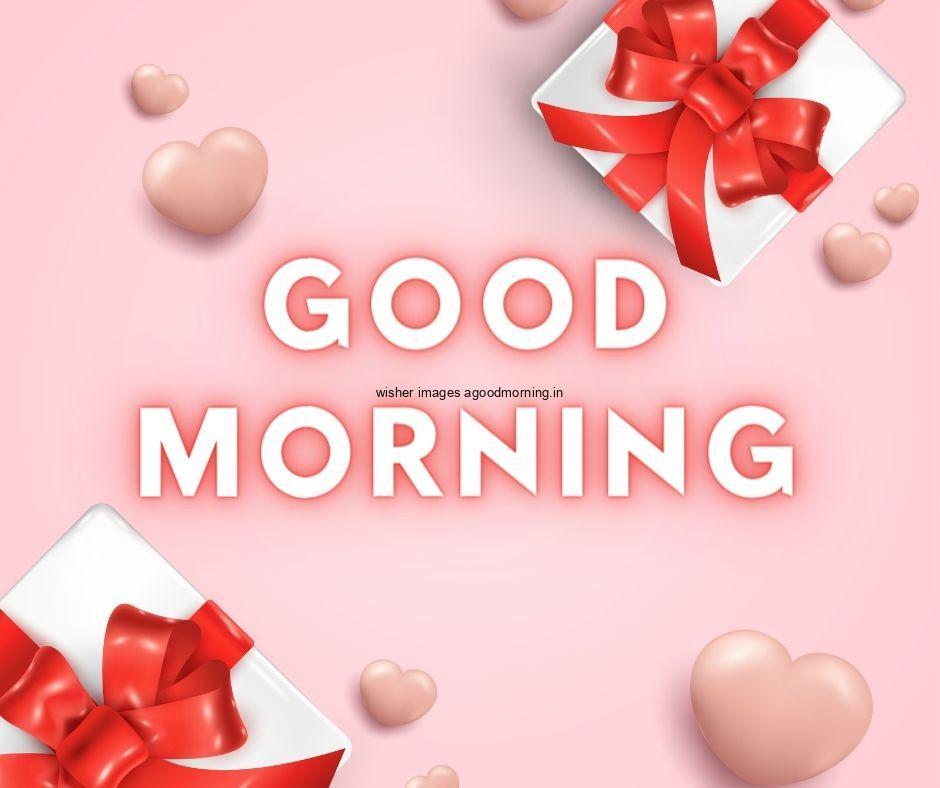 pink-background-with-hearts-is-placed-with-gift-placed-with-red-ribbons 50+ Good Morning Love HD Images Download & share