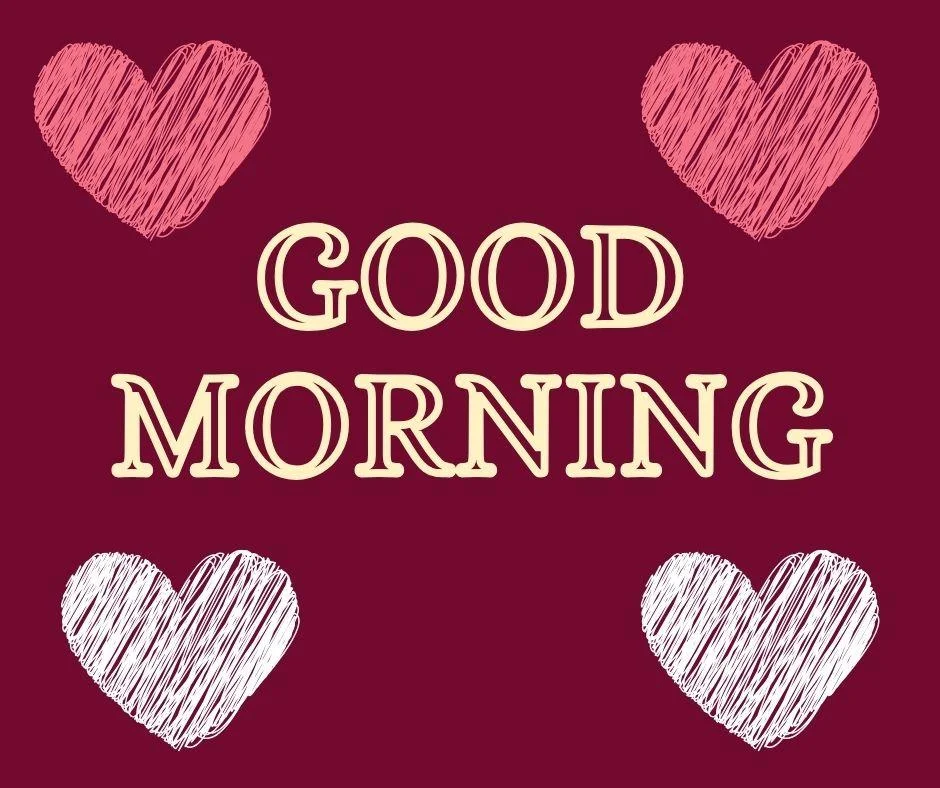 Pink background with white colour text good morning love images 4 hreats placed every side